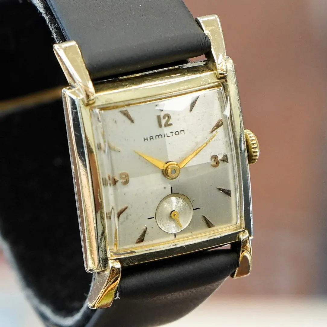 1955 HAMILTON Trent Watch 22 Jewels Cal. 770 10K G.F. Tank Case & Fancy Lugs U.S.A. Wristwatch
