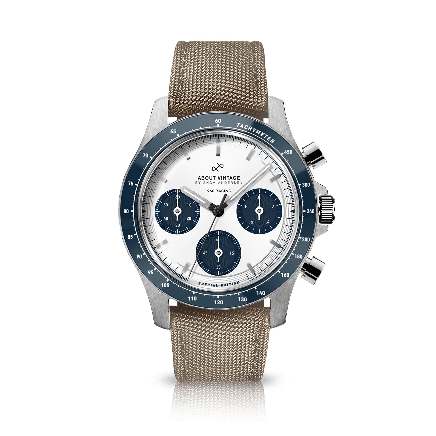 1960 Racing Chronograph, Steel / Navy & White
