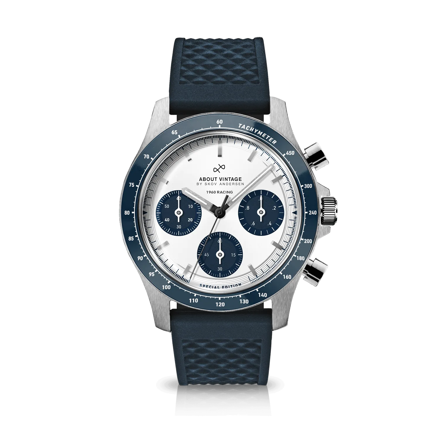 1960 Racing Chronograph, Steel / Navy & White