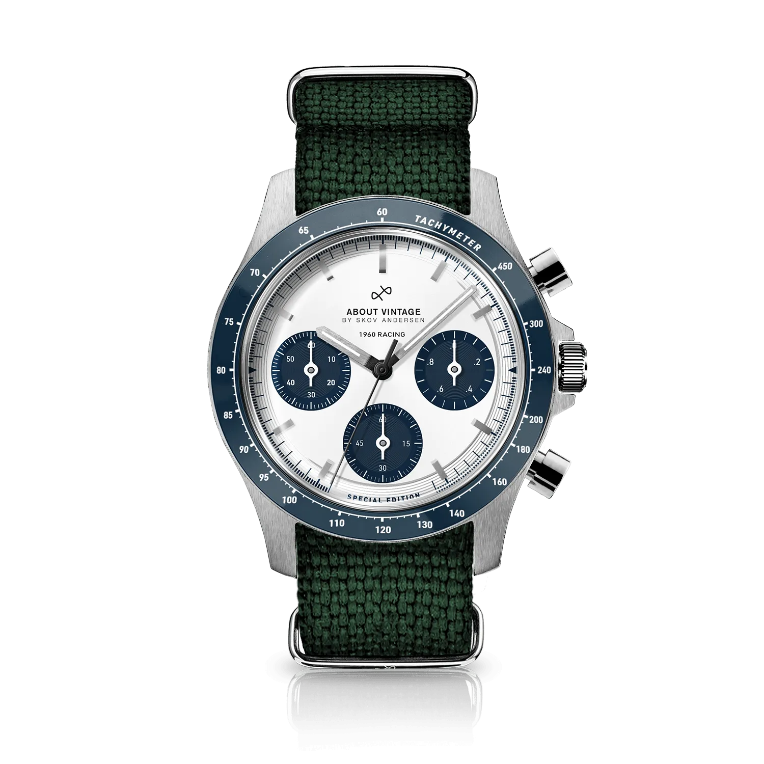 1960 Racing Chronograph, Steel / Navy & White