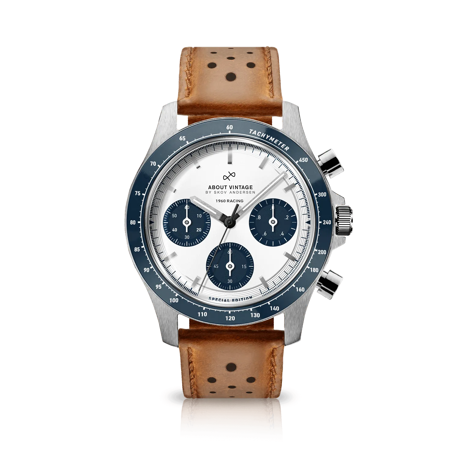 1960 Racing Chronograph, Steel / Navy & White