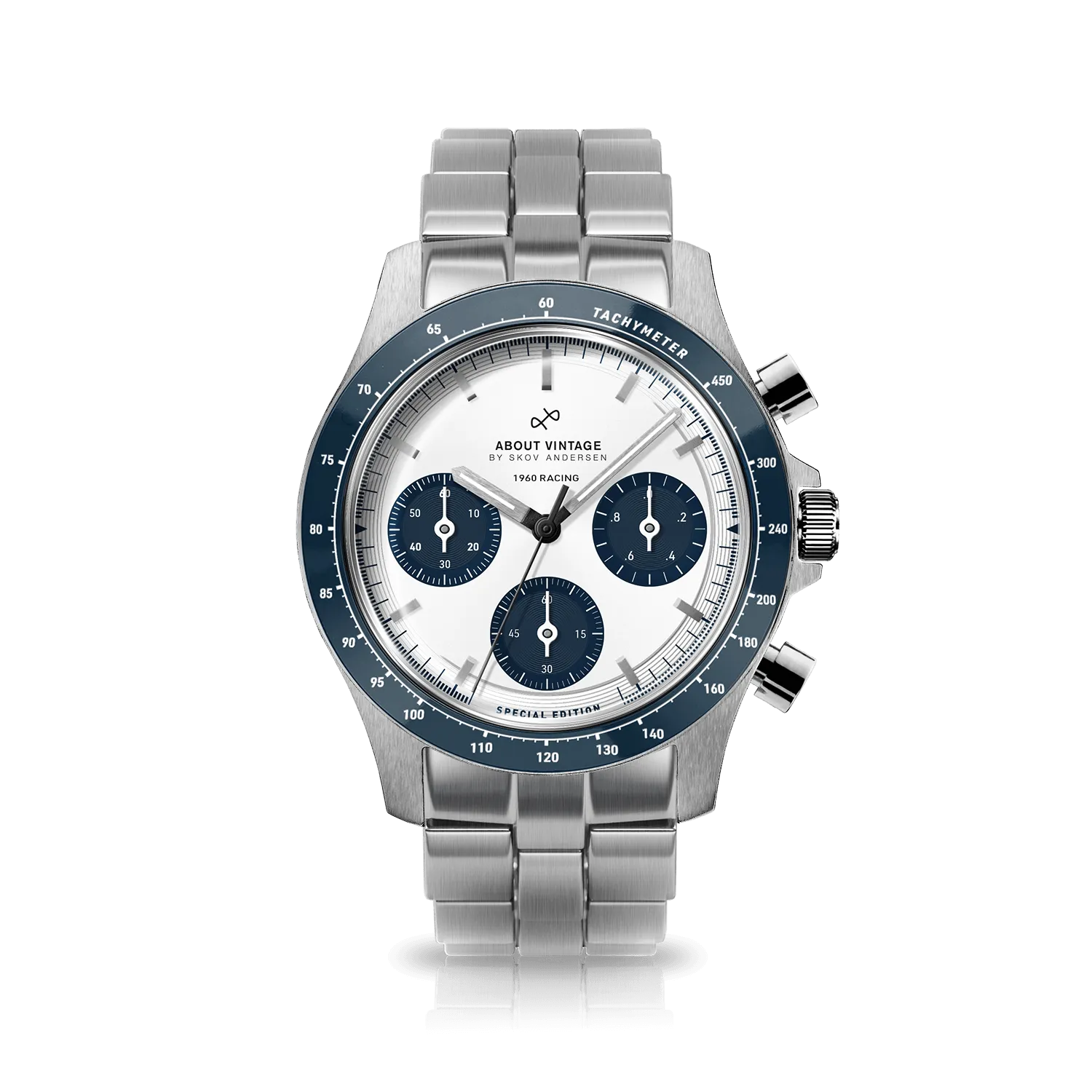1960 Racing Chronograph, Steel / Navy & White