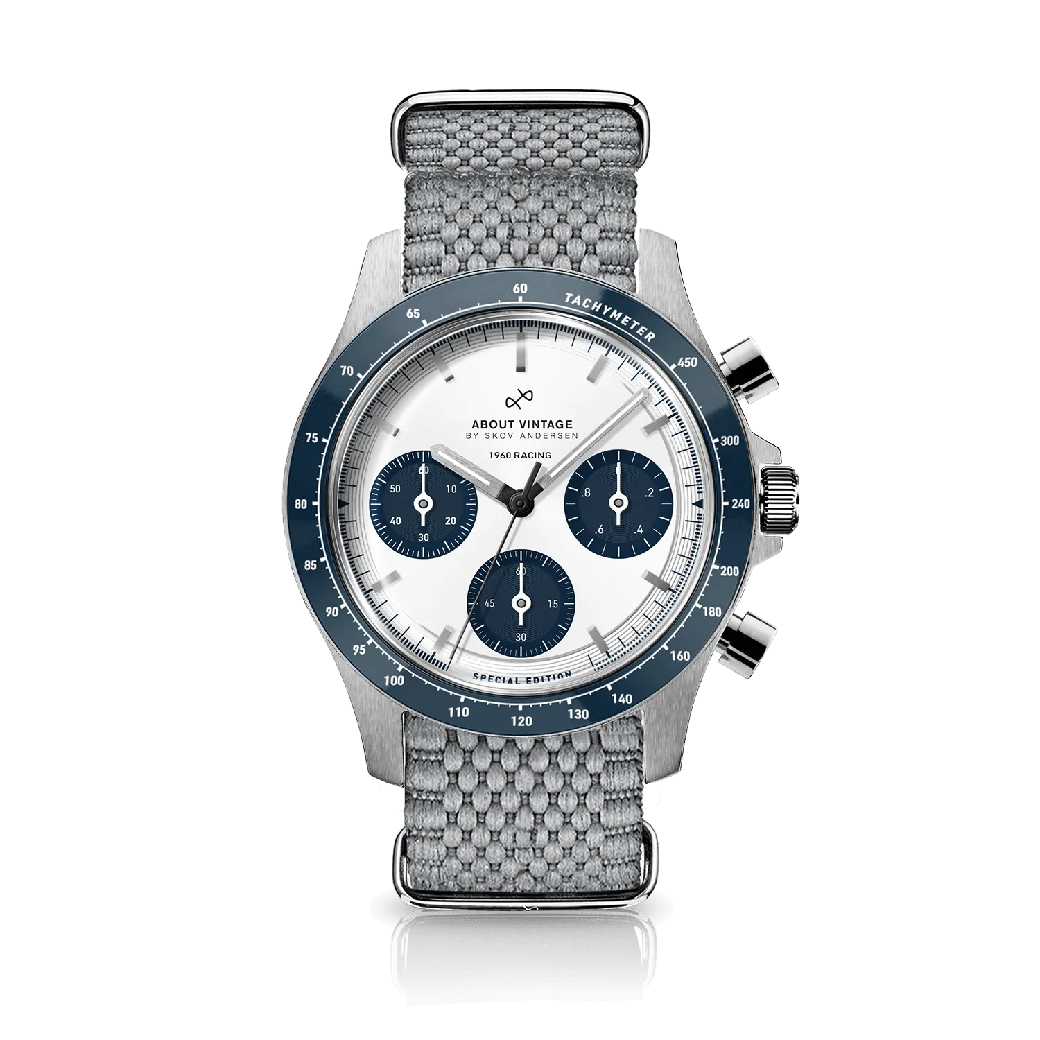 1960 Racing Chronograph, Steel / Navy & White
