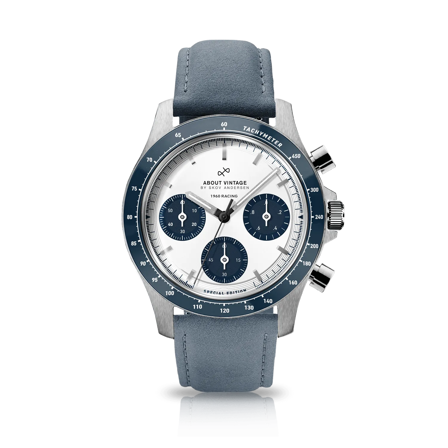 1960 Racing Chronograph, Steel / Navy & White