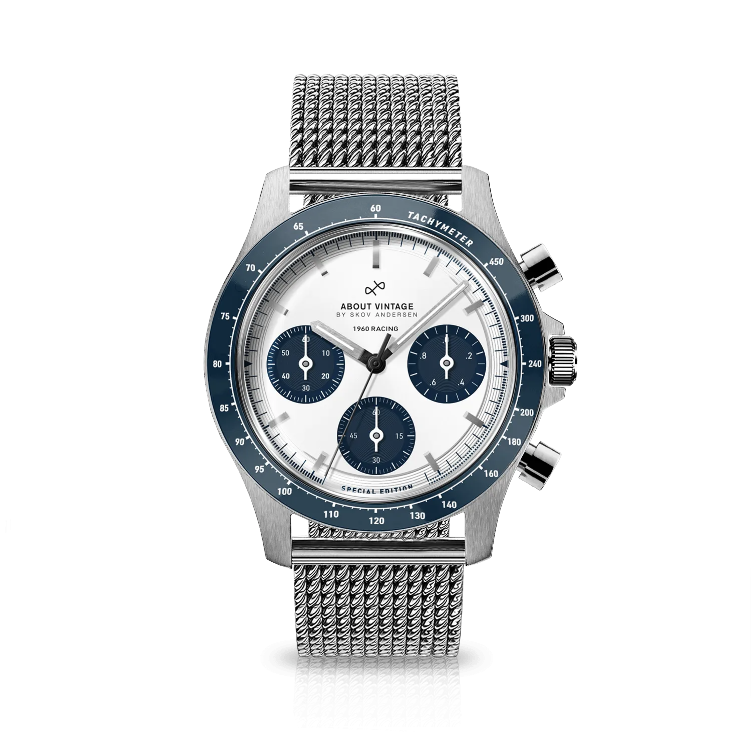 1960 Racing Chronograph, Steel / Navy & White