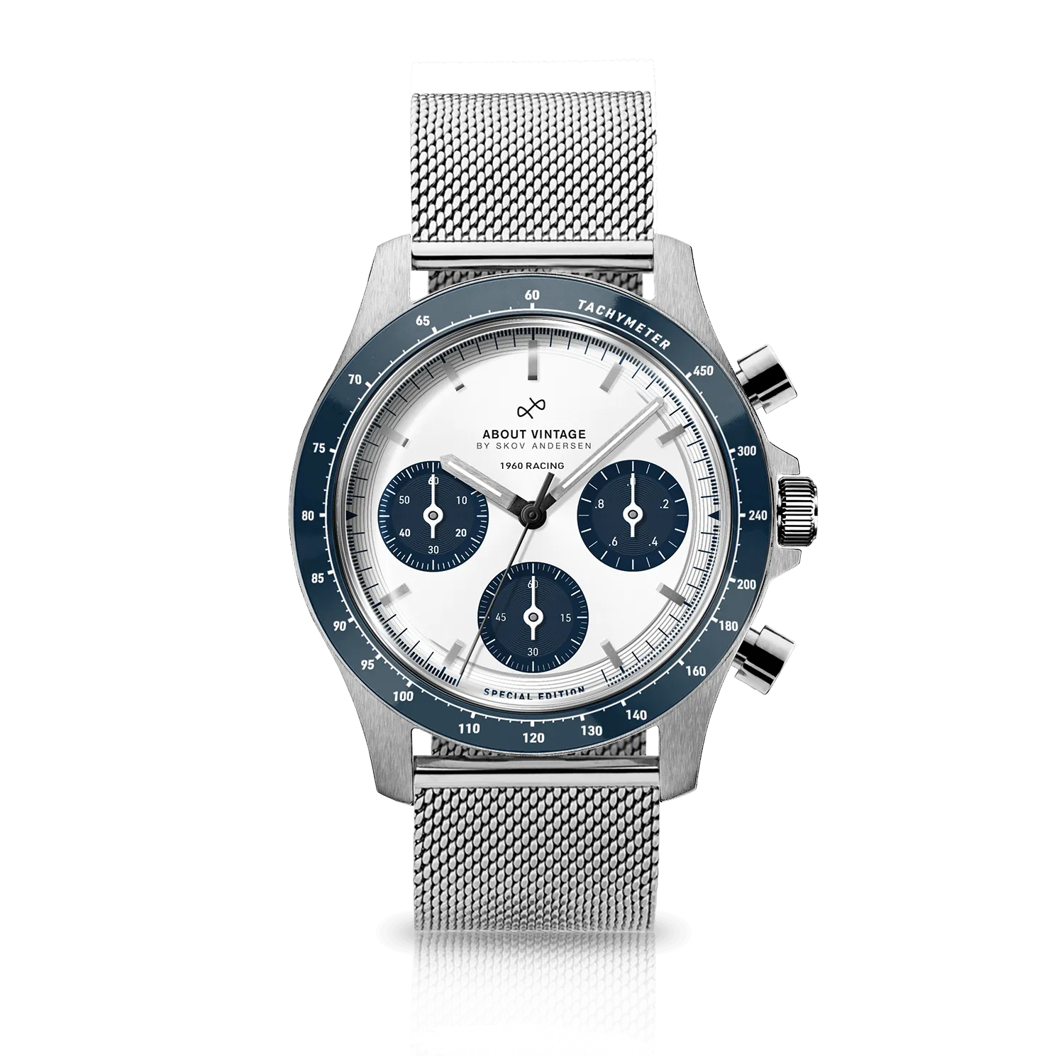 1960 Racing Chronograph, Steel / Navy & White