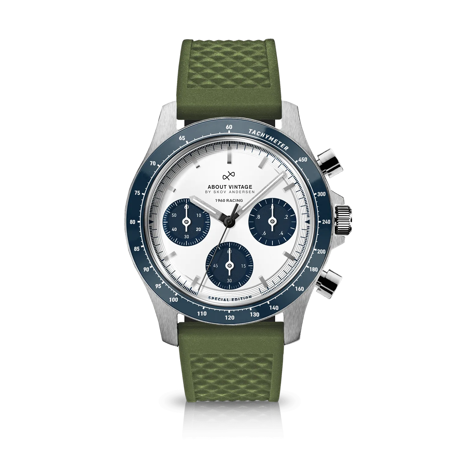 1960 Racing Chronograph, Steel / Navy & White