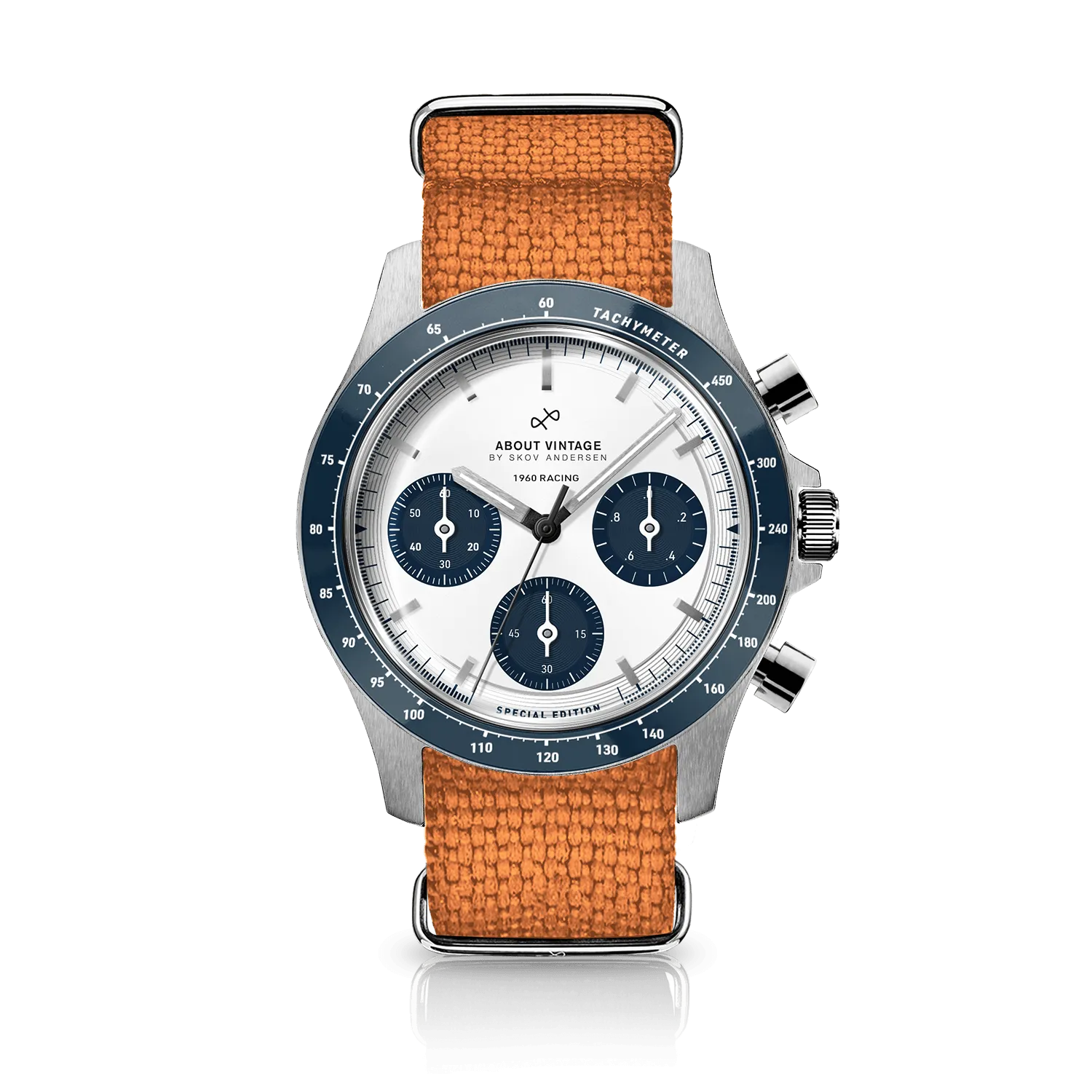 1960 Racing Chronograph, Steel / Navy & White