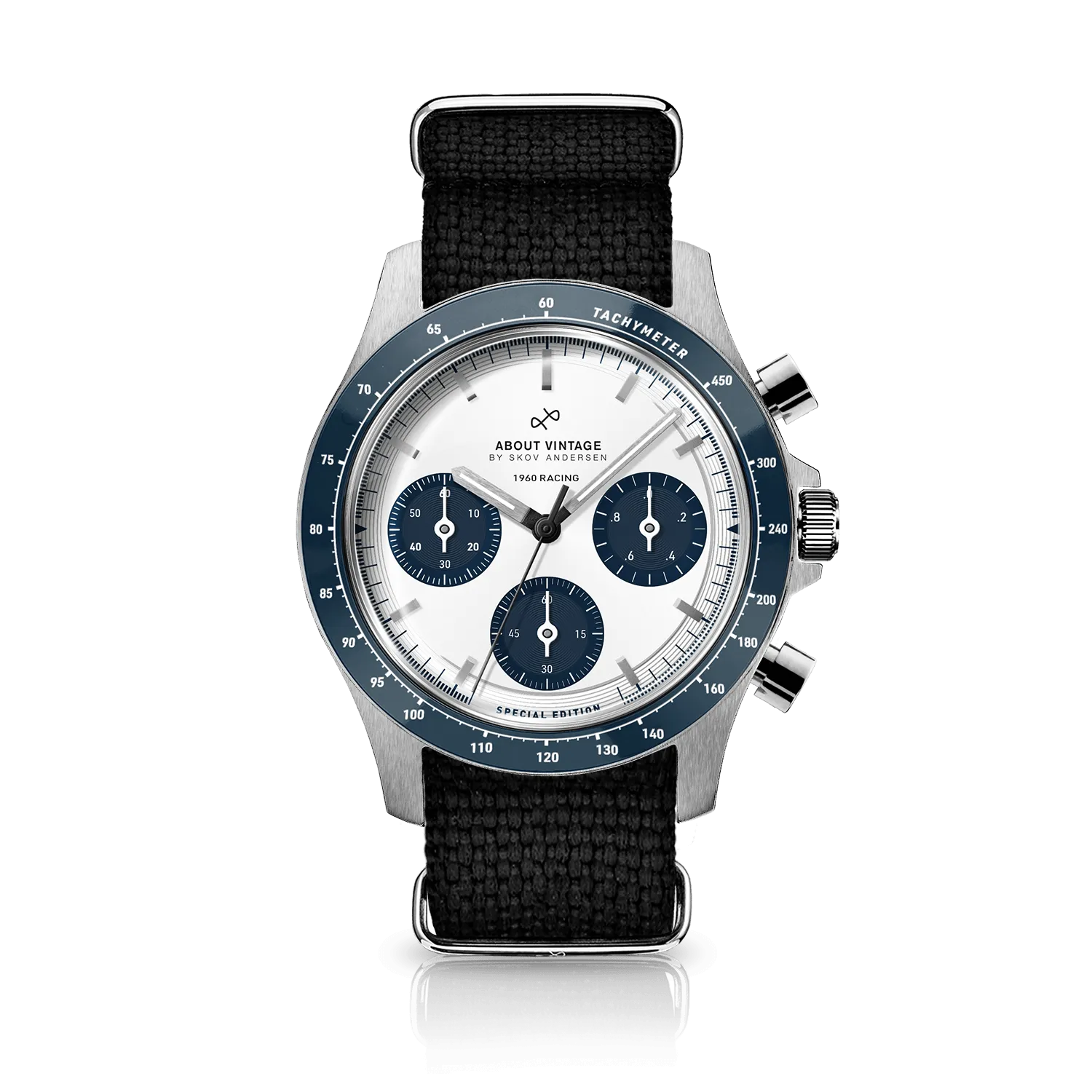 1960 Racing Chronograph, Steel / Navy & White