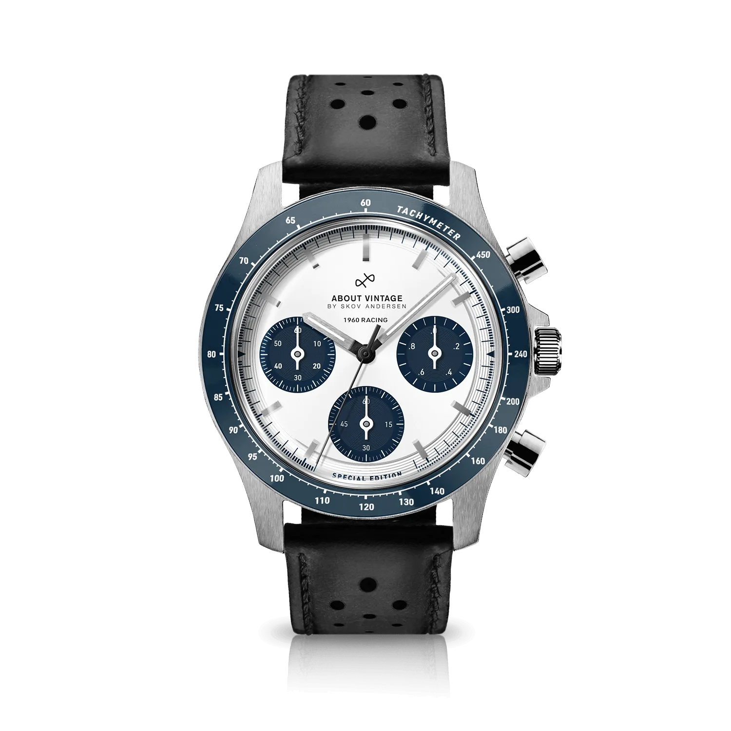 1960 Racing Chronograph, Steel / Navy & White