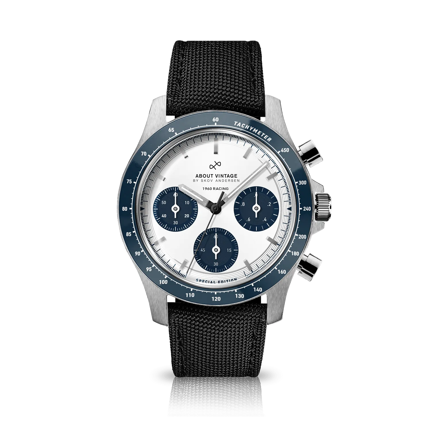 1960 Racing Chronograph, Steel / Navy & White
