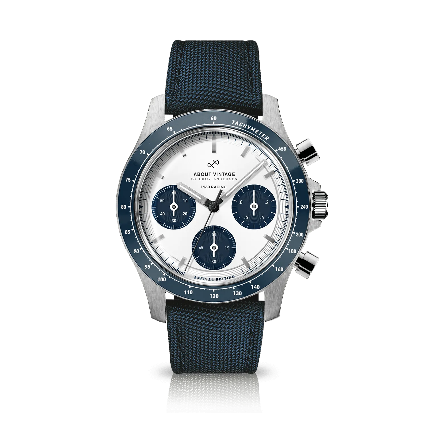 1960 Racing Chronograph, Steel / Navy & White