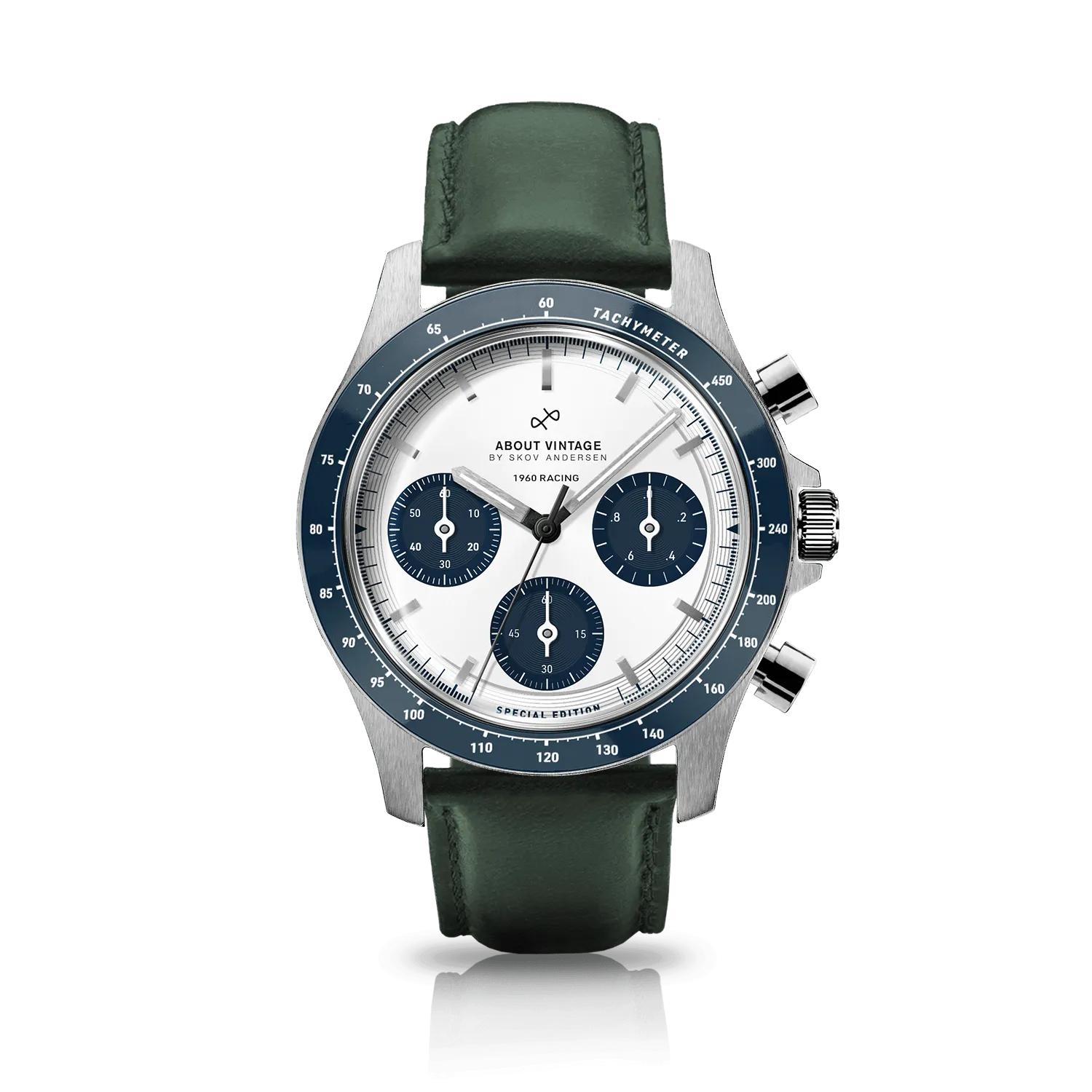 1960 Racing Chronograph, Steel / Navy & White
