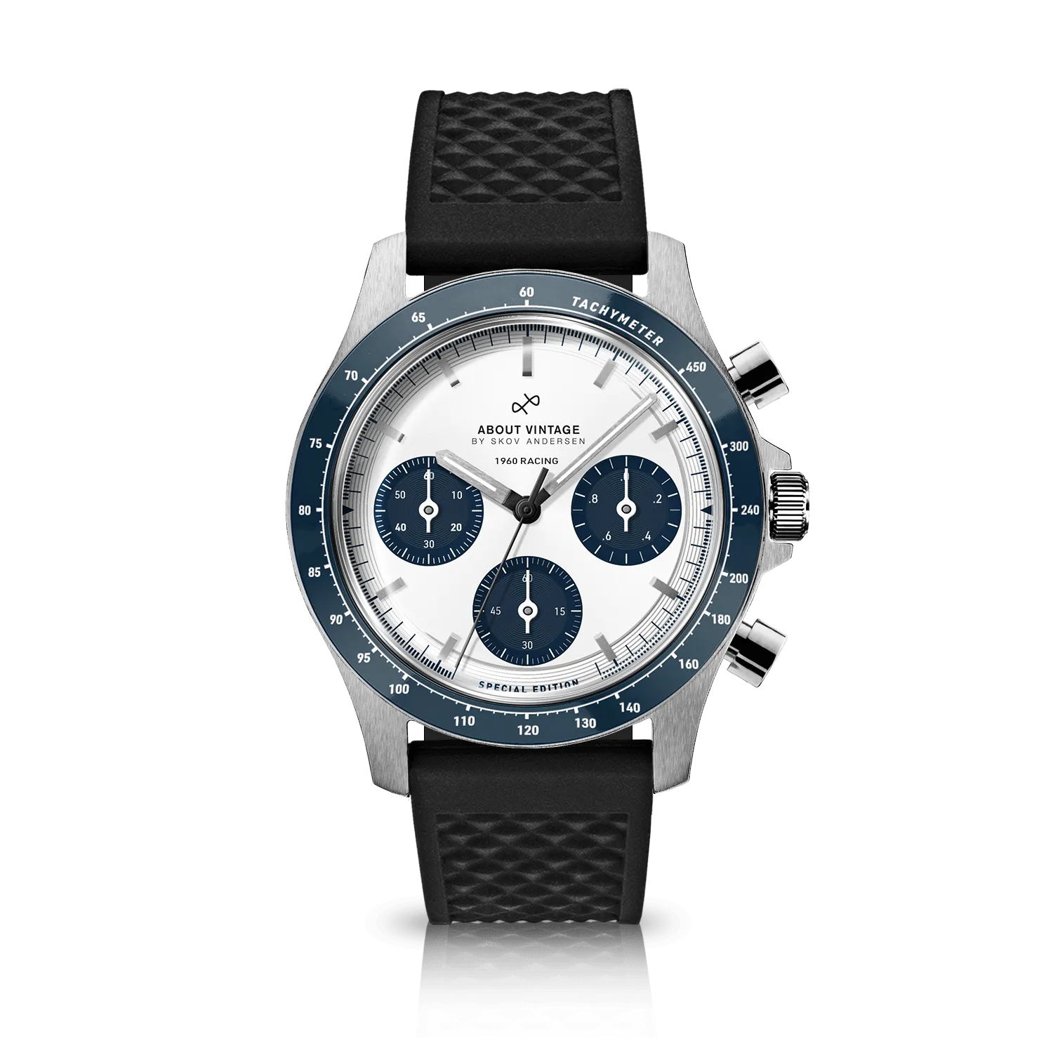 1960 Racing Chronograph, Steel / Navy & White