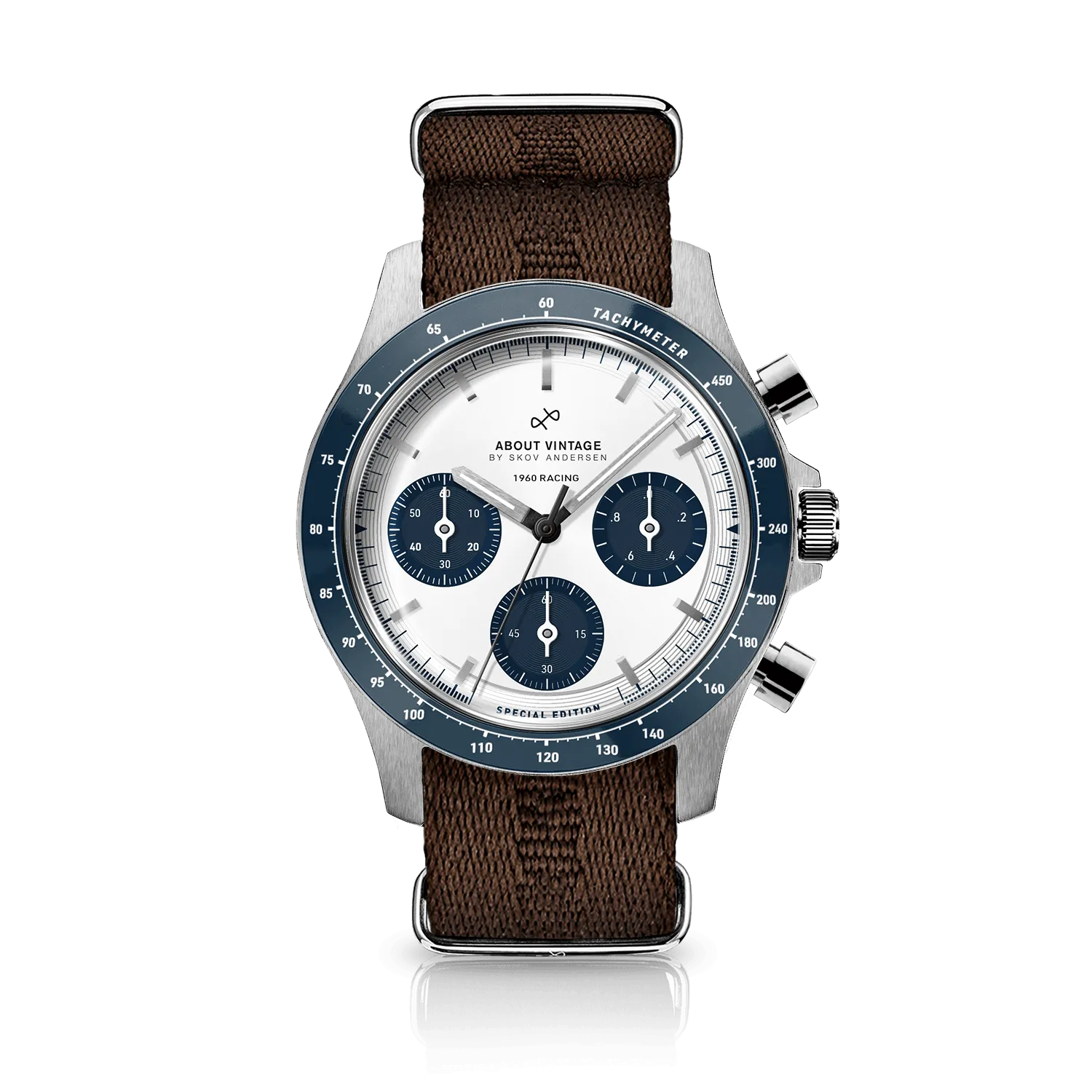 1960 Racing Chronograph, Steel / Navy & White