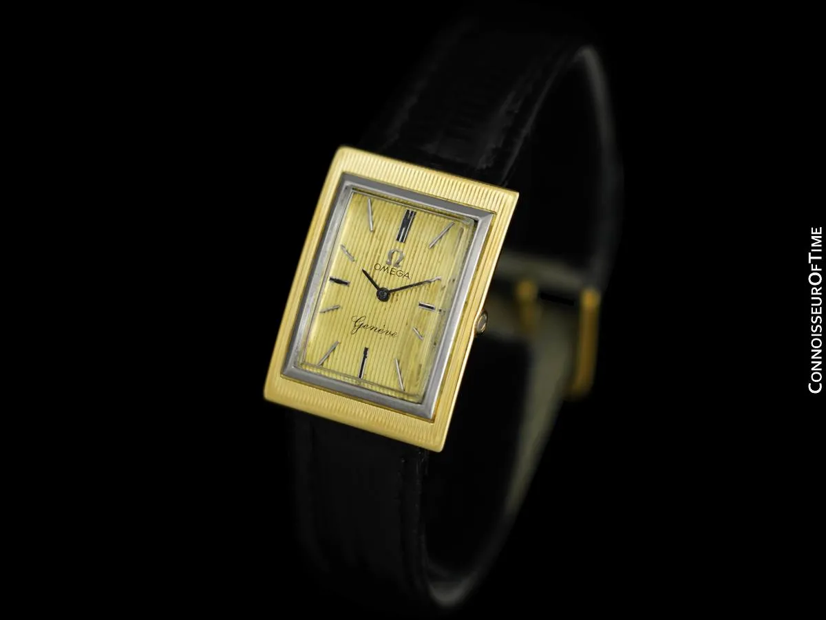 1963 Omega De Ville Vintage Mens "Tuxedo" Dress Watch with Striking Design - 18K Gold
