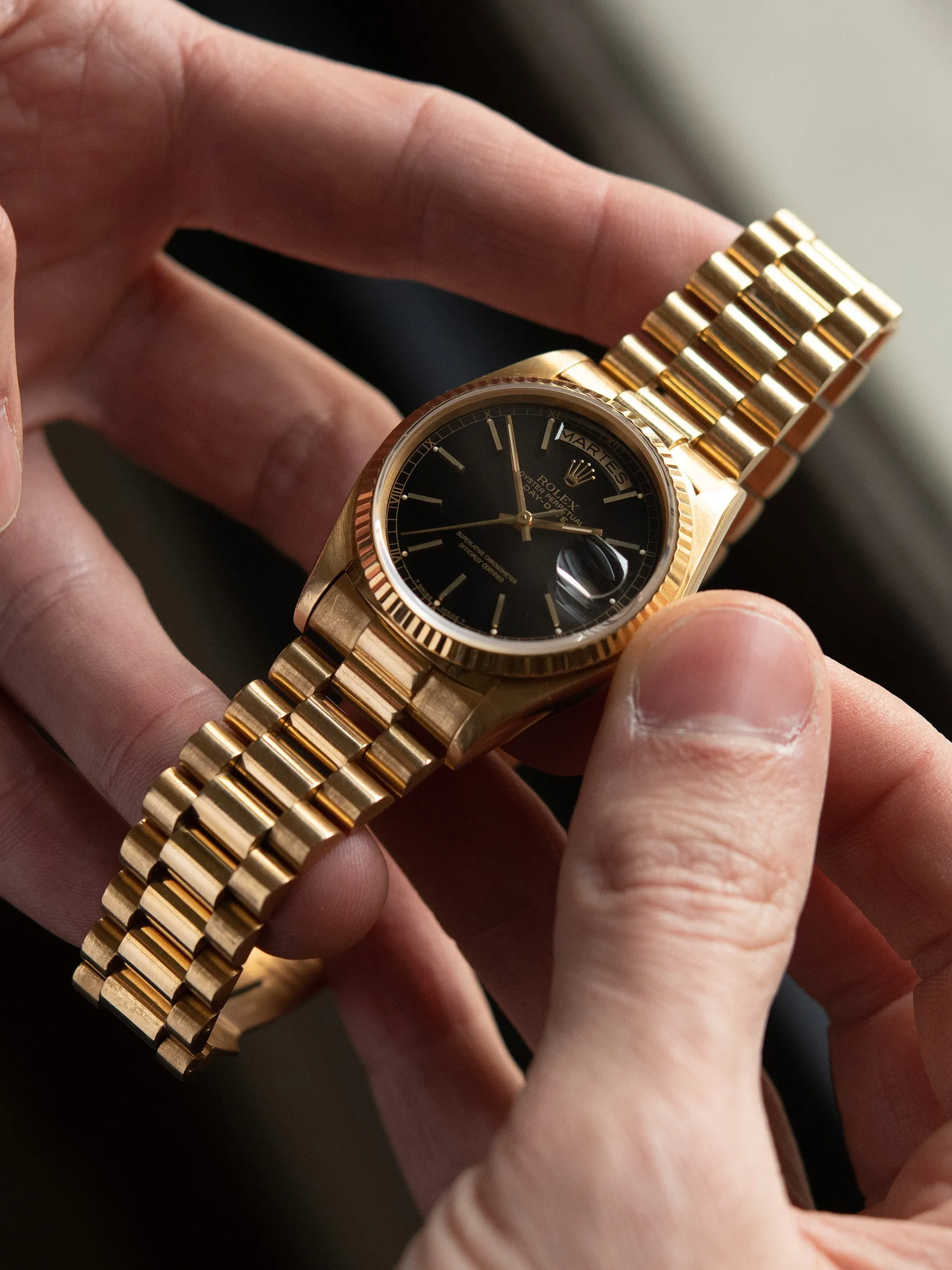1980 Rolex Day-Date 18K YG (Ref. 18038) Black Dial
