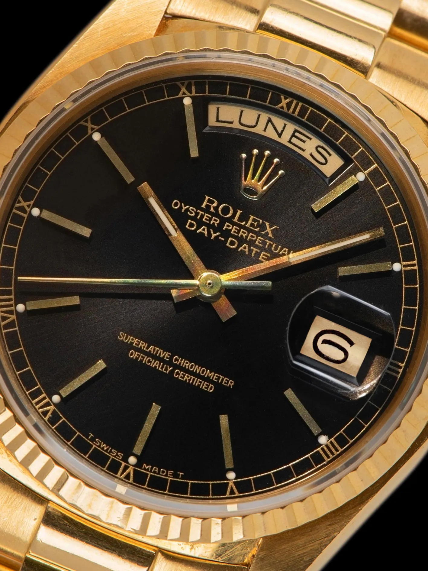 1980 Rolex Day-Date 18K YG (Ref. 18038) Black Dial