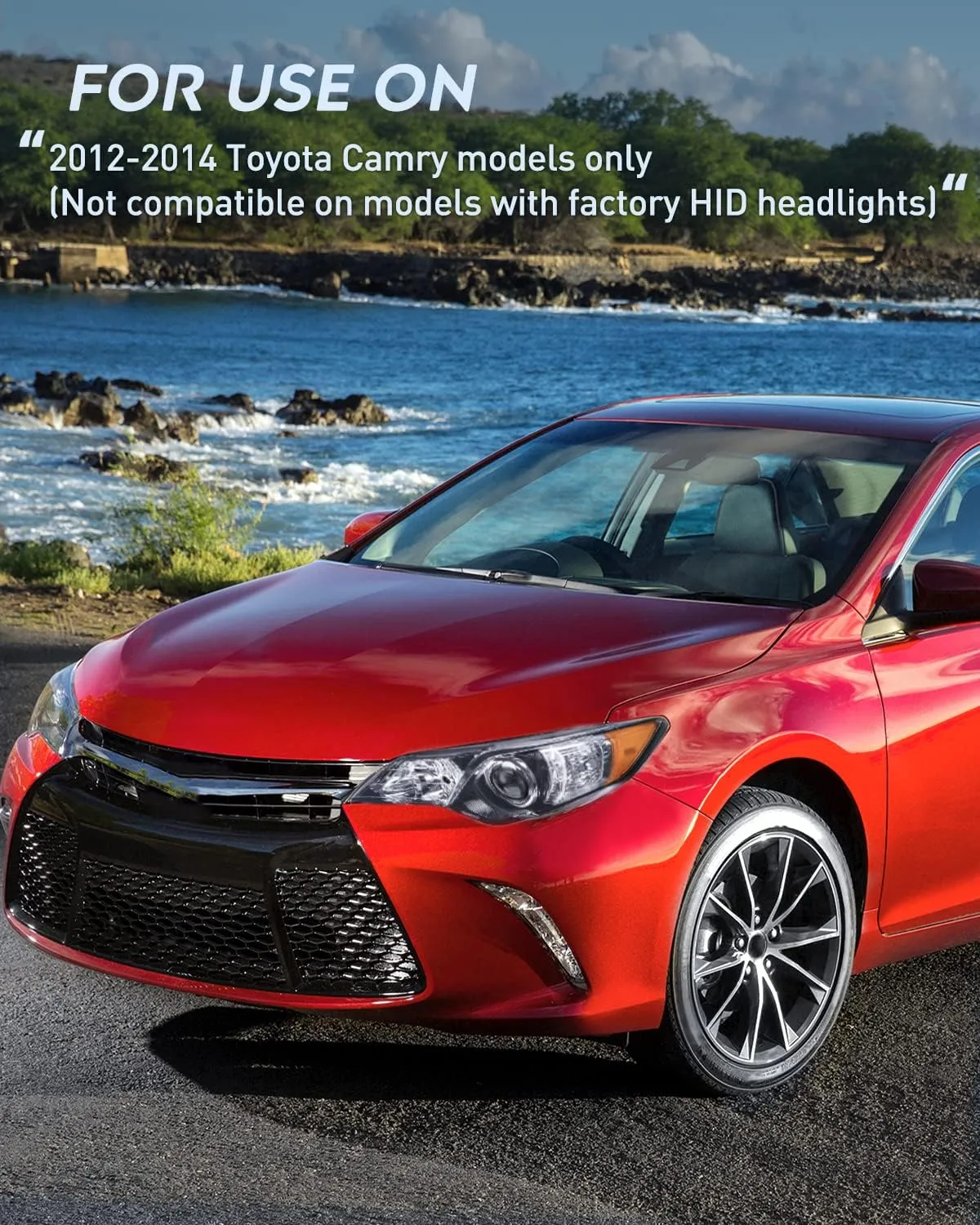 2012-2014 Toyota Camry L/LE/XLE/Hybrid LE XLE Headlight Assembly Black Housing Amber Reflector