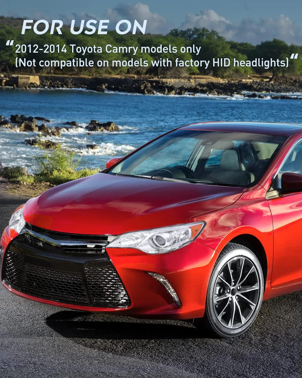 2012-2014 Toyota Camry L/LE/XLE/Hybrid LE XLE Headlight Assembly Chrome Housing Amber Reflector Clear Lens