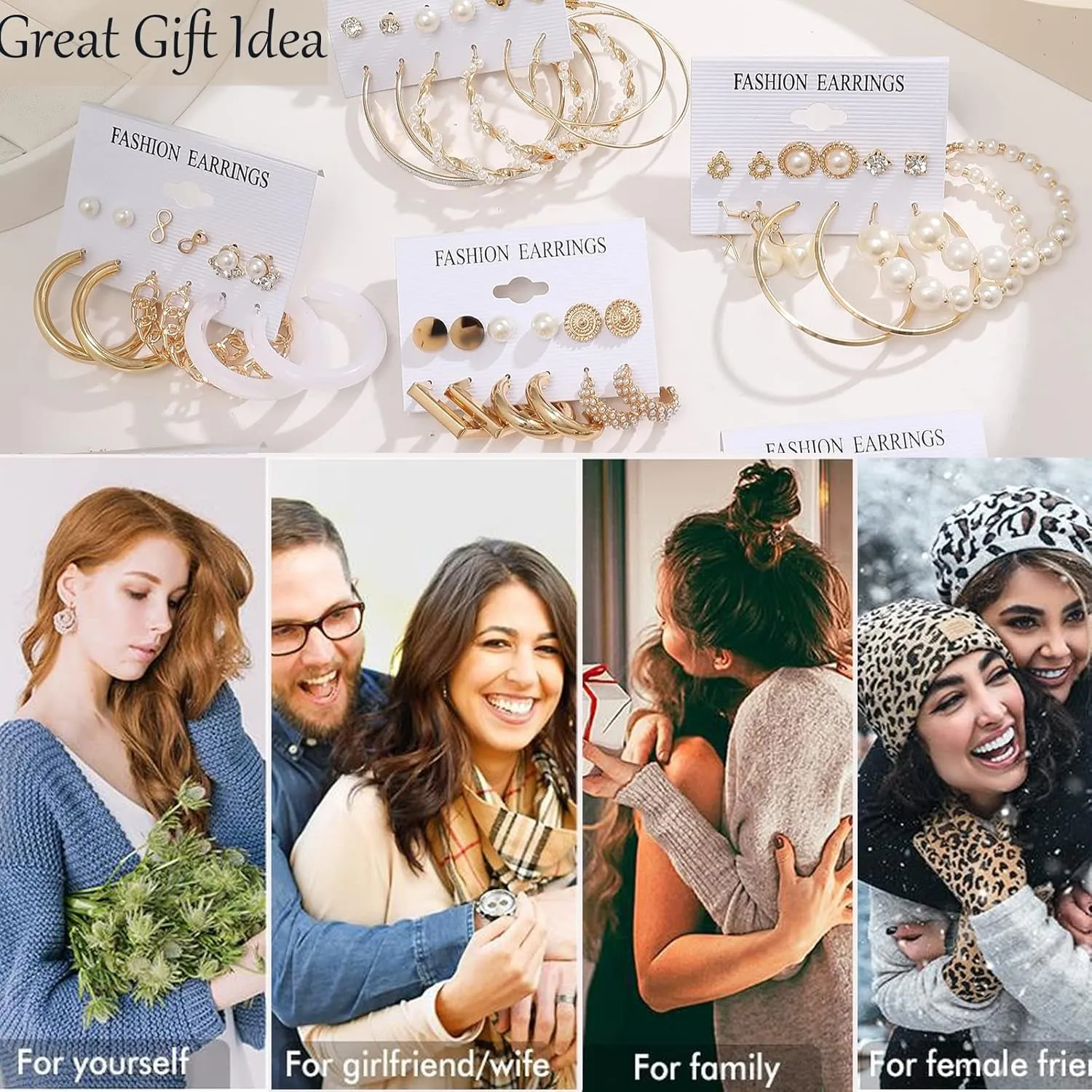 54 Pairs Gold Hoop Earrings Set for Women Multipack, Boho Fashion Statement Stud Hoop Earrings Pack with Pearl Butterfly Shaped Assorted Small Big Hoop Earrings Jewelry for Gift