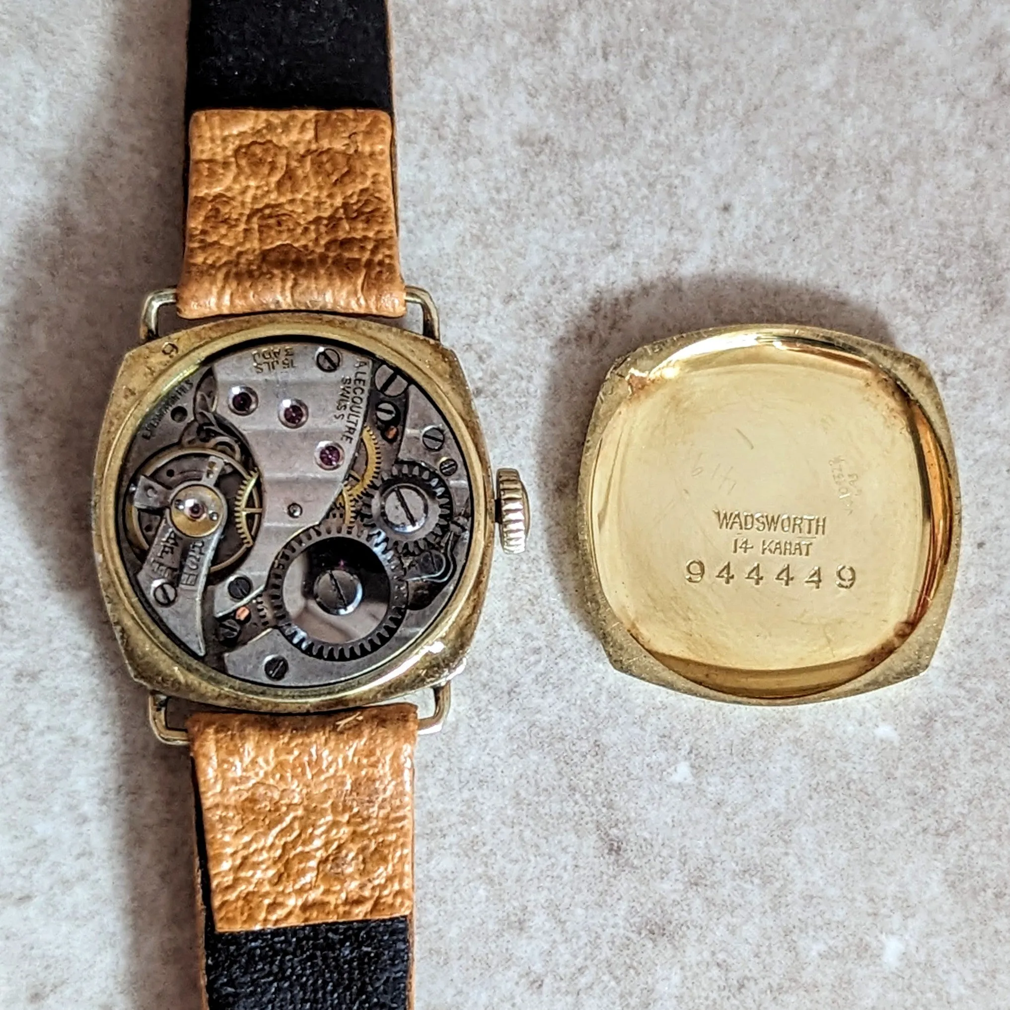A. LeCoultre & E.Blancpain Fils. Wristwatch 15 Jewels 3 ADJ 14K GOLD Vintage Swiss Watch