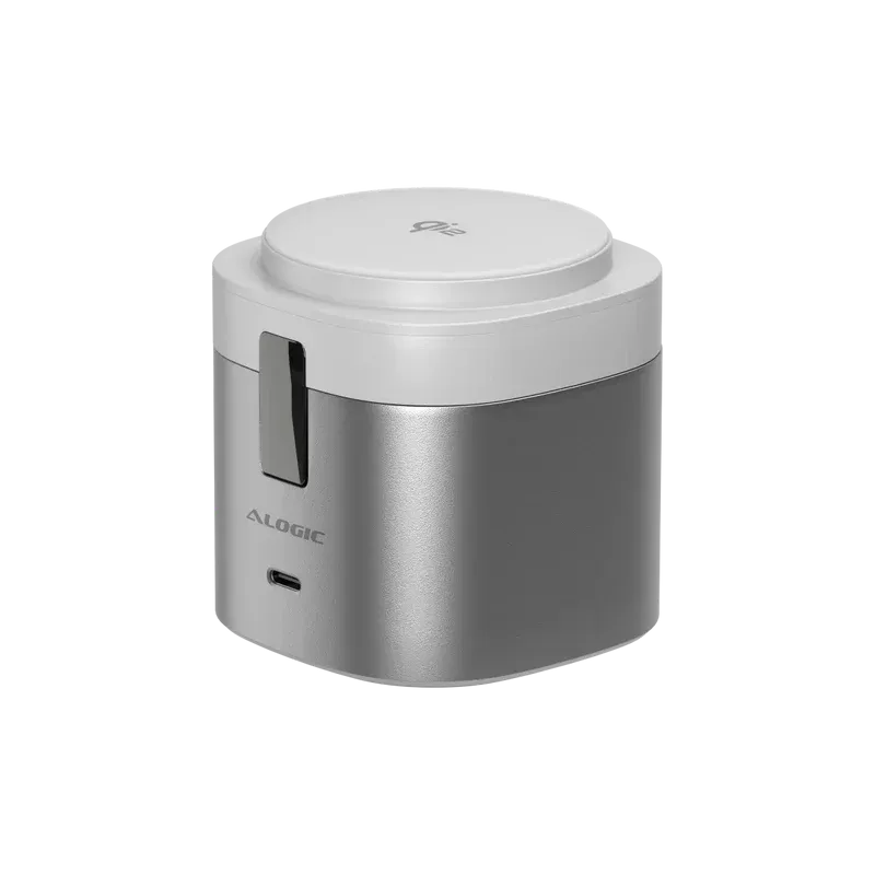 Alogic - Qi2 Charging Stand 4-in-1 PowerPod Phone (15W) & Watch (3W) AirPods (5W)   USB-C (30W) with 3ft USB-C to USB-C Cable - Black