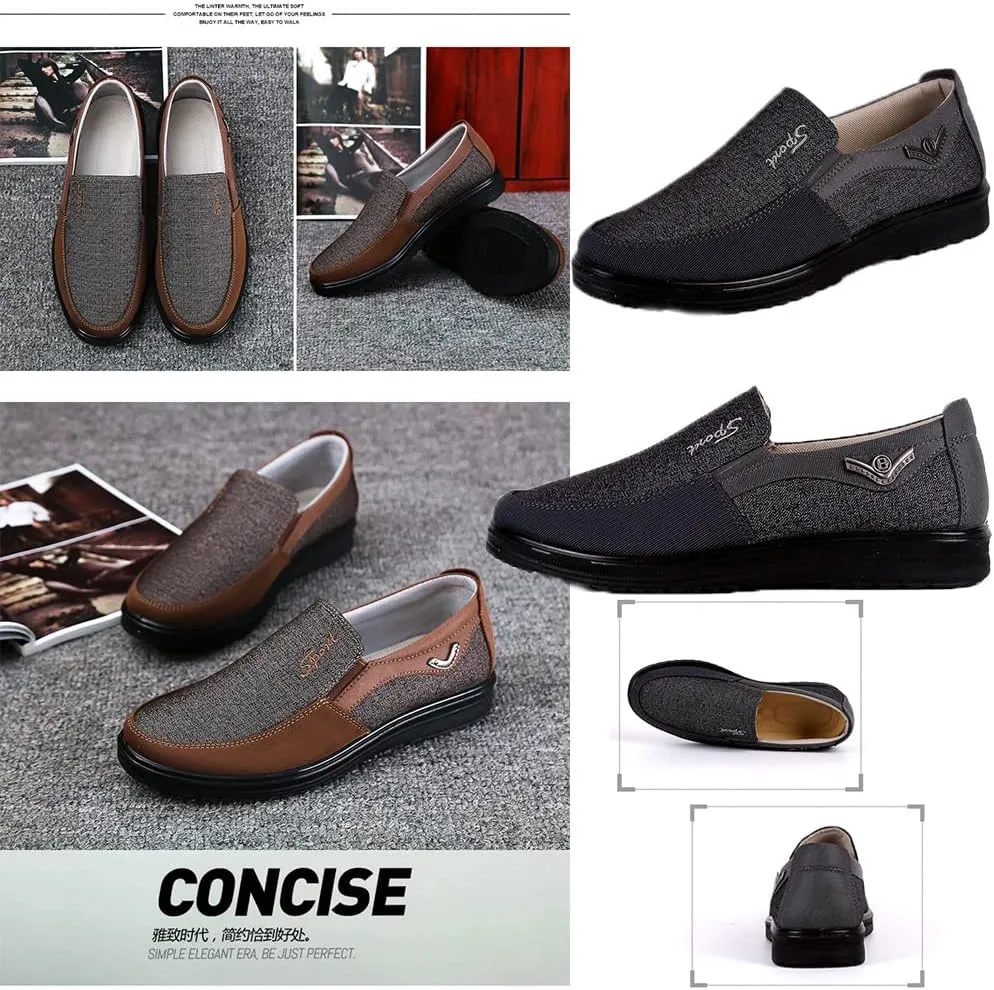 AngryMonkey Mens Slip On Loafer Plantar Fasciitis with Arch Support Dimleen Orthopedic Boat Shoes Pain Relief Cloth Shoes Large Sizes15