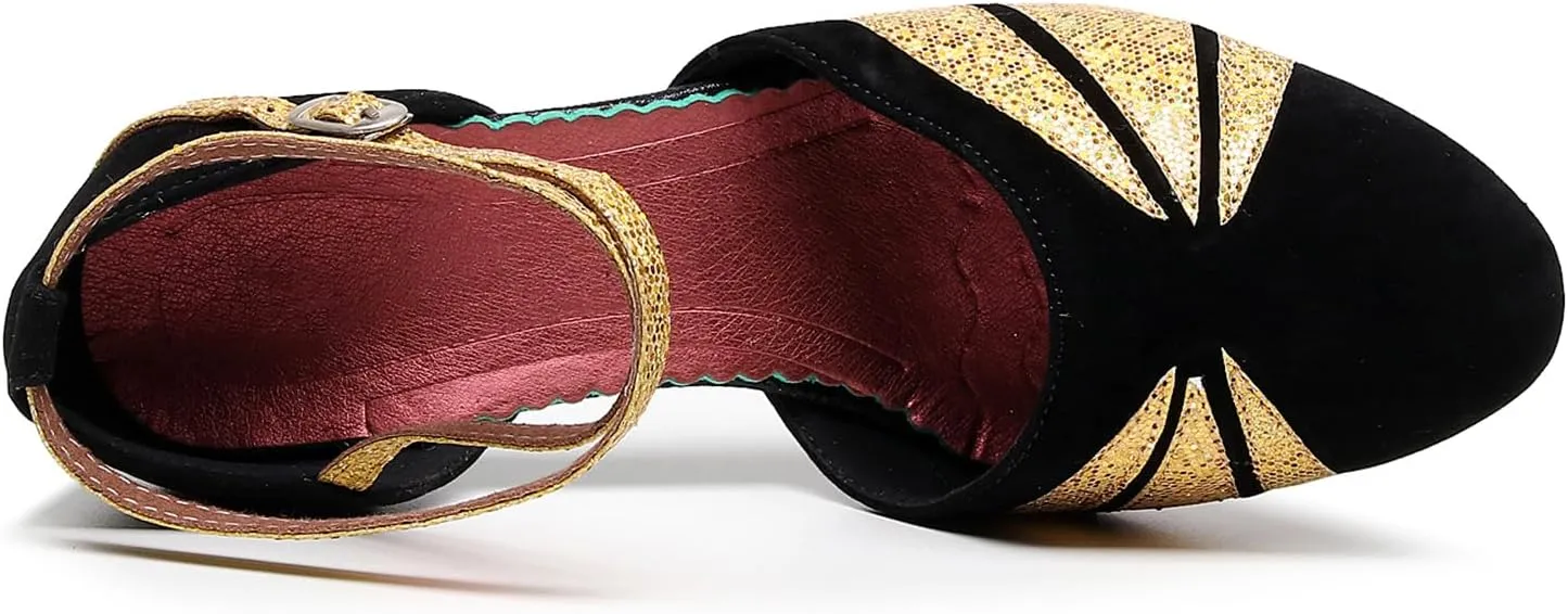 AOQUNFS Women's Latin Dance Shoes Colsed Toe Ballroom Modern Salsa Practice Dance Shoes