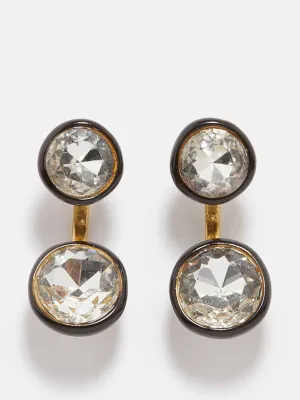 Back in Black crystal & enamel drop earrings