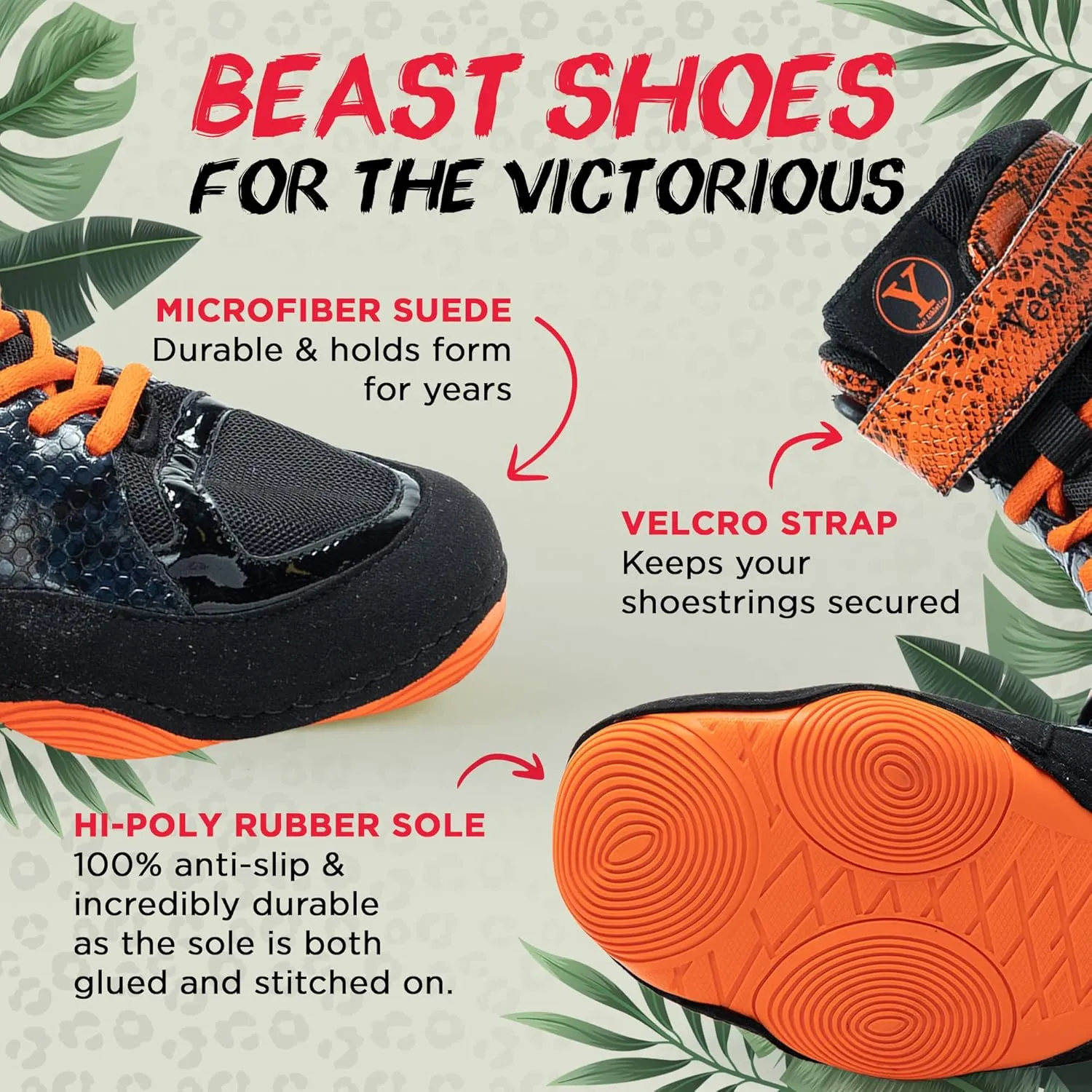 Beast Wrestling Shoes Women Sizes, Lightweight and Breathable Boxing Shoes for Women, Microfiber Suede Leopard Printed Weightlifting Shoes with Hook and Loop Strap