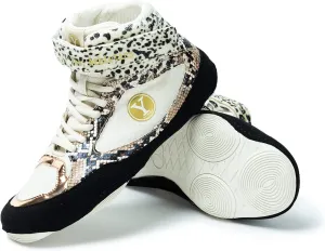 Beast Wrestling Shoes Women Sizes, Lightweight and Breathable Boxing Shoes for Women, Microfiber Suede Leopard Printed Weightlifting Shoes with Hook and Loop Strap
