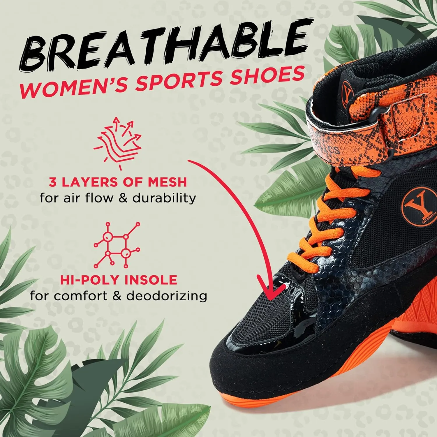 Beast Wrestling Shoes Women Sizes, Lightweight and Breathable Boxing Shoes for Women, Microfiber Suede Leopard Printed Weightlifting Shoes with Hook and Loop Strap