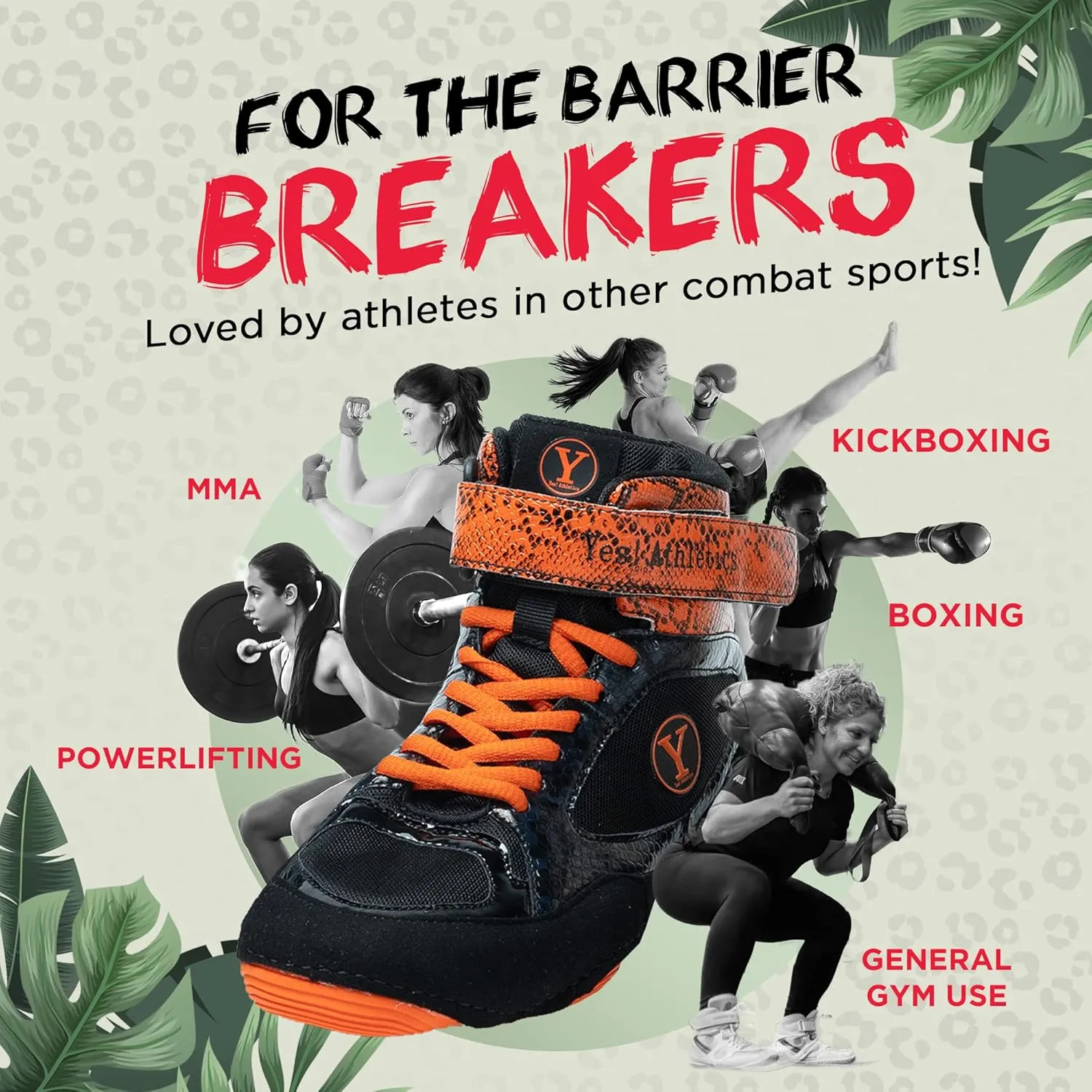 Beast Wrestling Shoes Women Sizes, Lightweight and Breathable Boxing Shoes for Women, Microfiber Suede Leopard Printed Weightlifting Shoes with Hook and Loop Strap