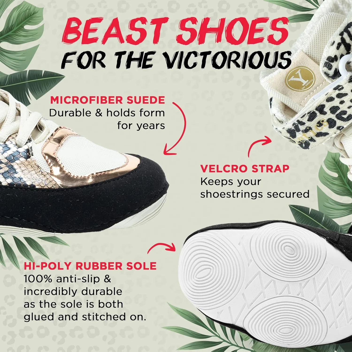 Beast Wrestling Shoes Women Sizes, Lightweight and Breathable Boxing Shoes for Women, Microfiber Suede Leopard Printed Weightlifting Shoes with Hook and Loop Strap