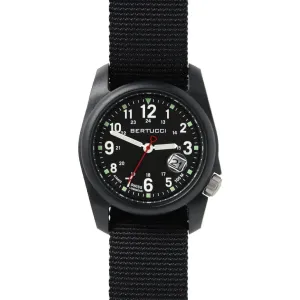 Bertucci DX3 Super Black Nylon Strap 40mm Black Polycarbonate Dial Field Watch