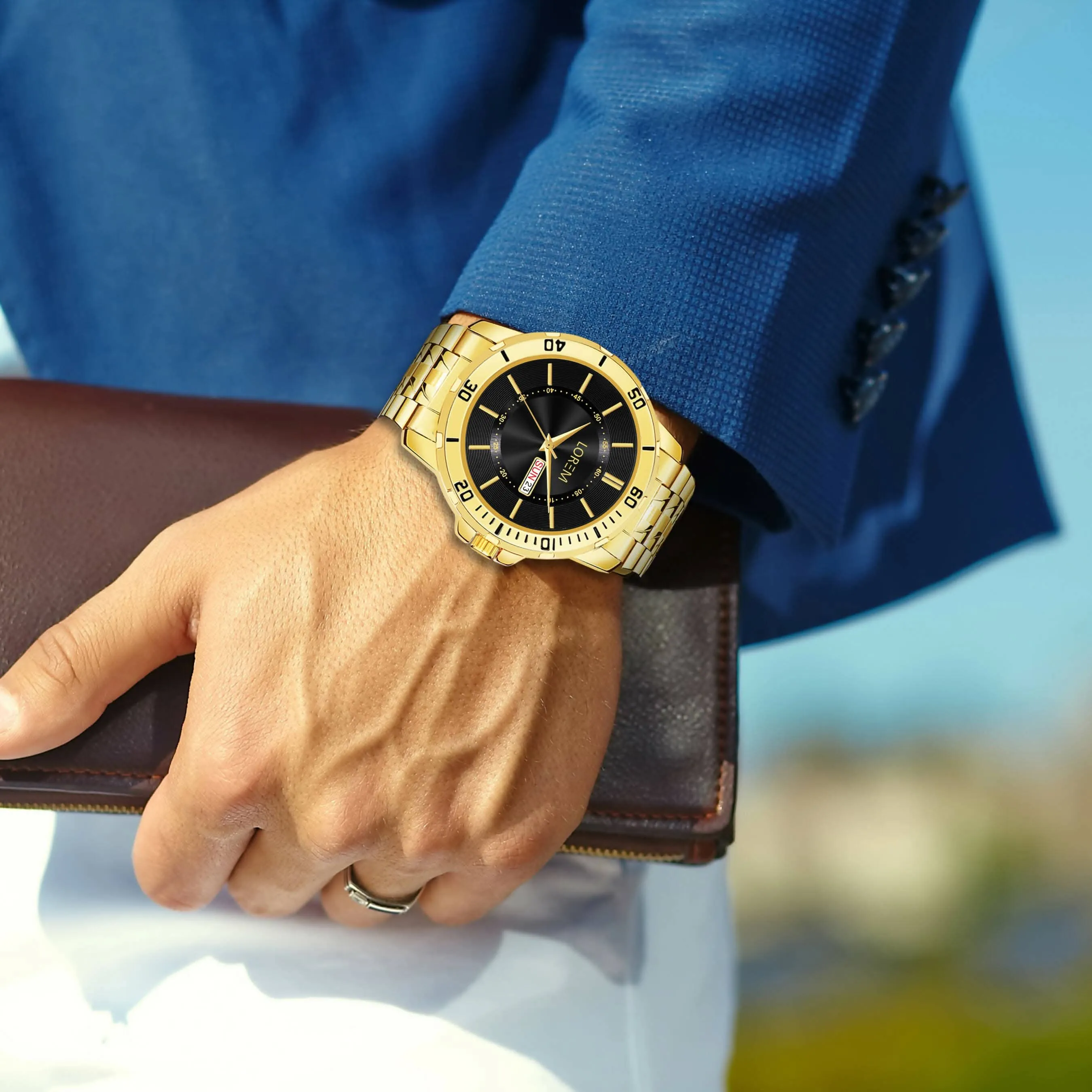 Black Day-Date Function Casual Analog Watch For Men LR132