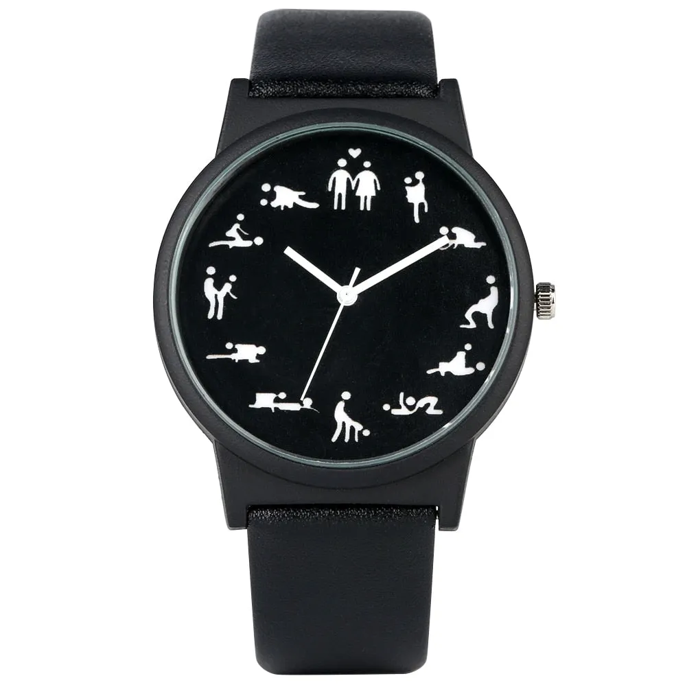 Black Dial Quartz Watches Comfortable Black Leather Strap Wristwatch for Male