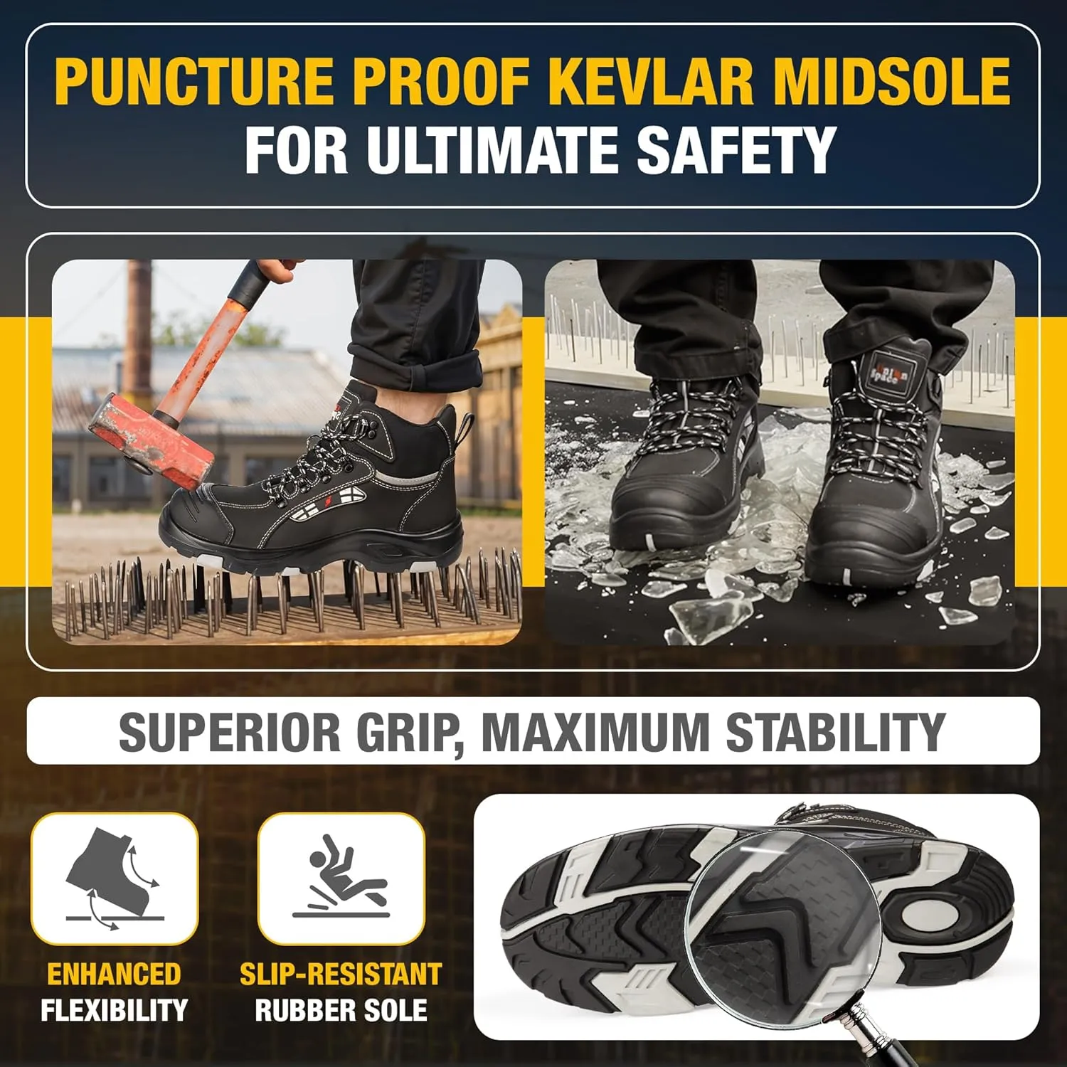 BOOTS UNIONSPACE Modern Work Boots with Composite Safety Toe and Puncture-Proof Kevlar Sole