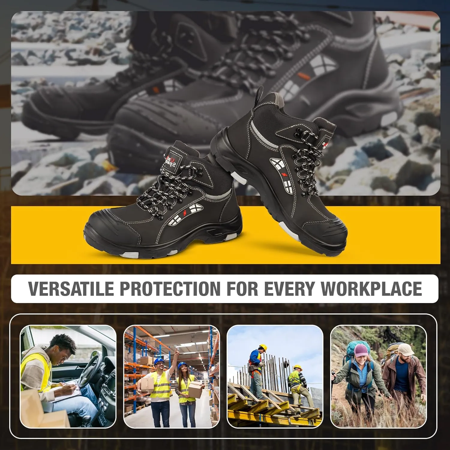 BOOTS UNIONSPACE Modern Work Boots with Composite Safety Toe and Puncture-Proof Kevlar Sole