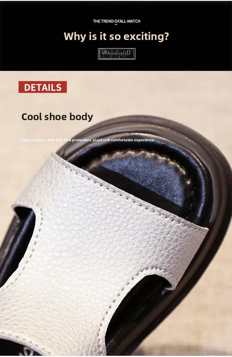 Boys' 2025 Summer Sandals with Adjustable Straps, Soft Sole Non-Slip Rubber Beach Shoes for Kids, Lightweight Casual Sneakers (White/Black/Silver)