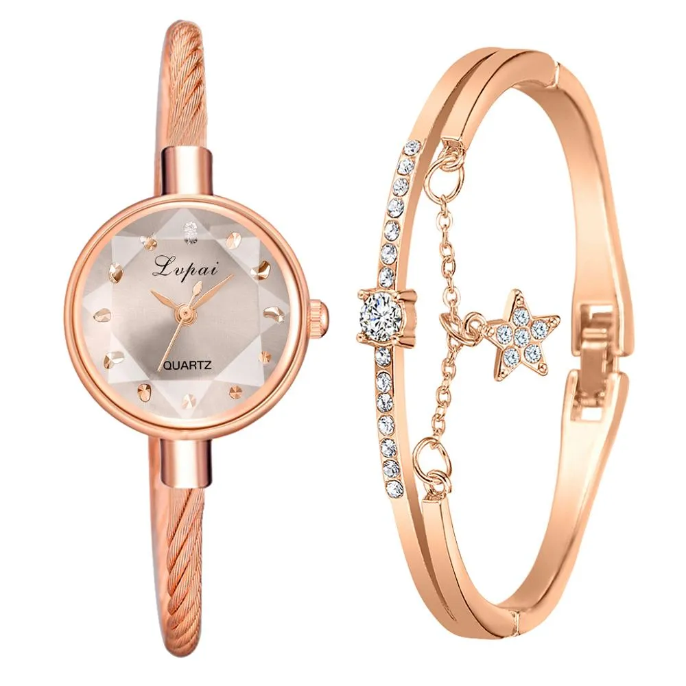 Brand New Ladies Watch Small Rose Gold Bangle Bracelet