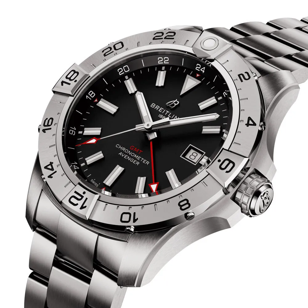 Breitling Avenger 44mm GMT Black Dial Automatic Gents Watch A32320101B1A1