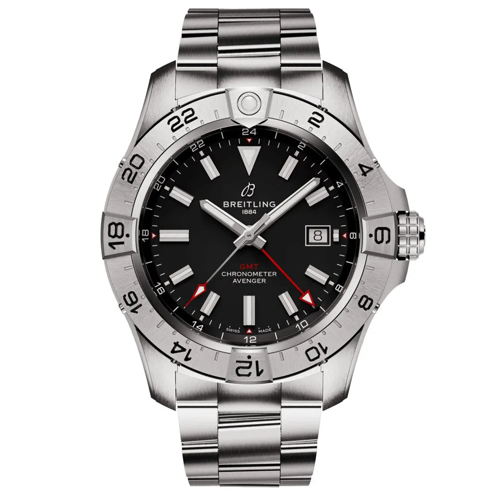 Breitling Avenger 44mm GMT Black Dial Automatic Gents Watch A32320101B1A1