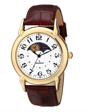 Brown Astro Constellation Watch Celestial Sun Timepiece Luxury Vintage Leather