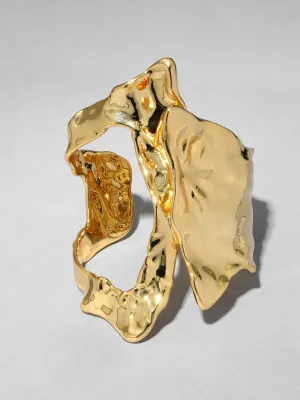 Brut gold cutout angular cuff bracelet