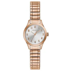 Caravelle Womens Golden Stainless Steel Band Chronograph Silver Quartz Dial Watch - 44L254