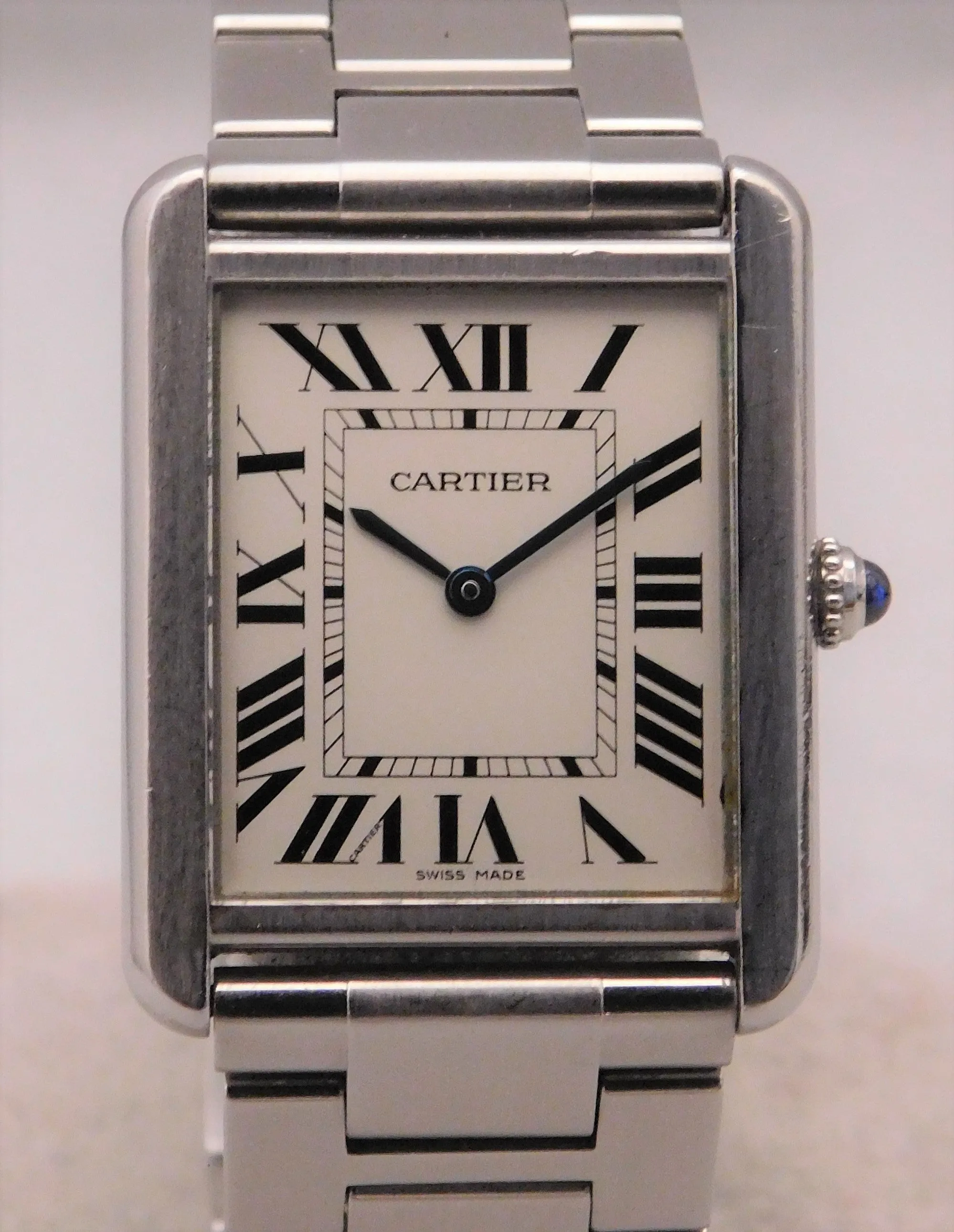 Cartier Tank Solo Large Ref. 3169 Stainless Steel Silver Roman Dial Quartz Mens Watch....27mm