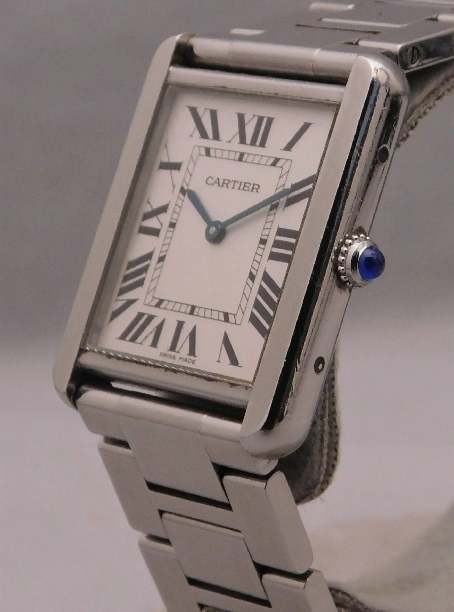 Cartier Tank Solo Large Ref. 3169 Stainless Steel Silver Roman Dial Quartz Mens Watch....27mm