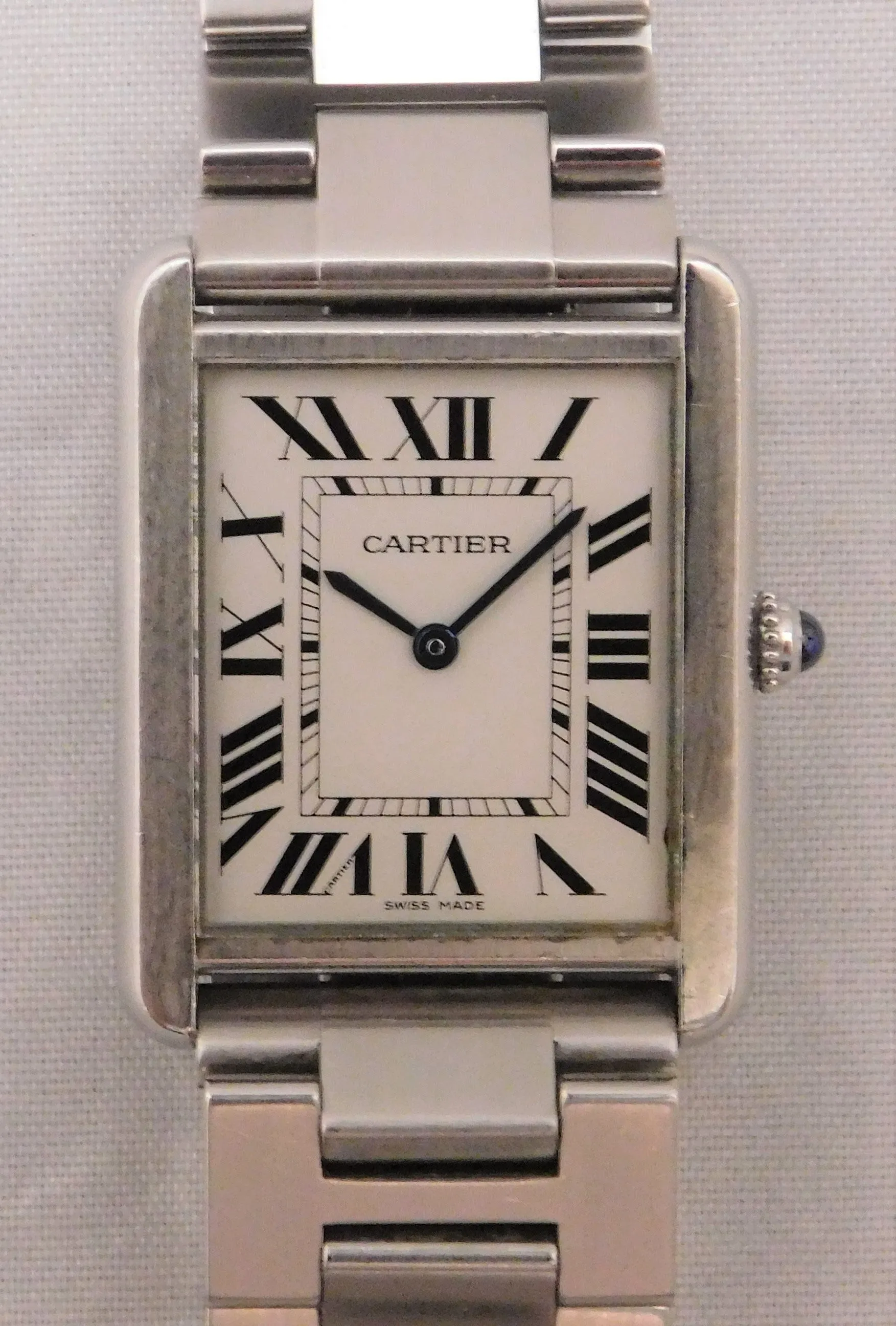 Cartier Tank Solo Large Ref. 3169 Stainless Steel Silver Roman Dial Quartz Mens Watch....27mm
